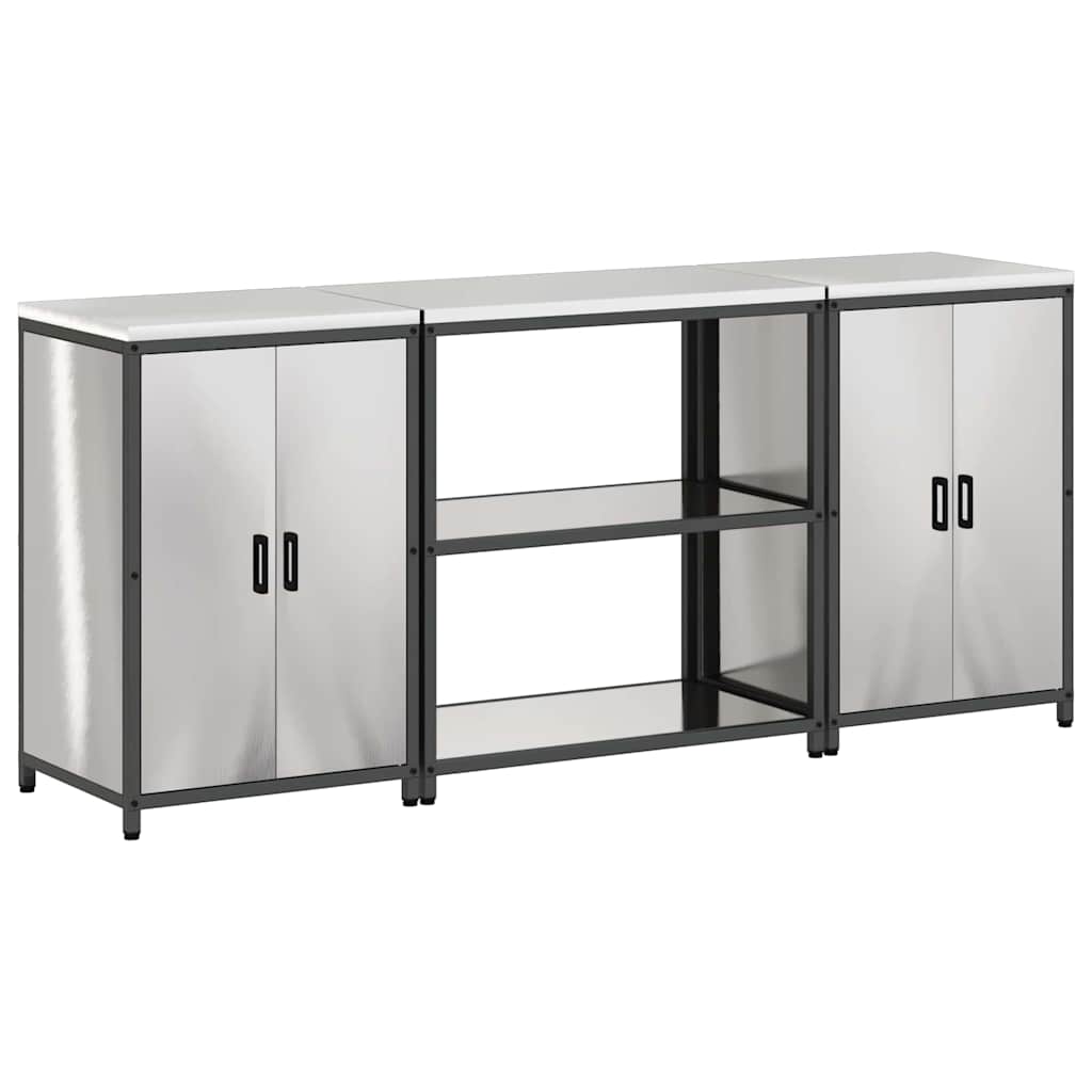 Kitchen Storage Set HATTEM 3 pcs Silver Stainless Steel