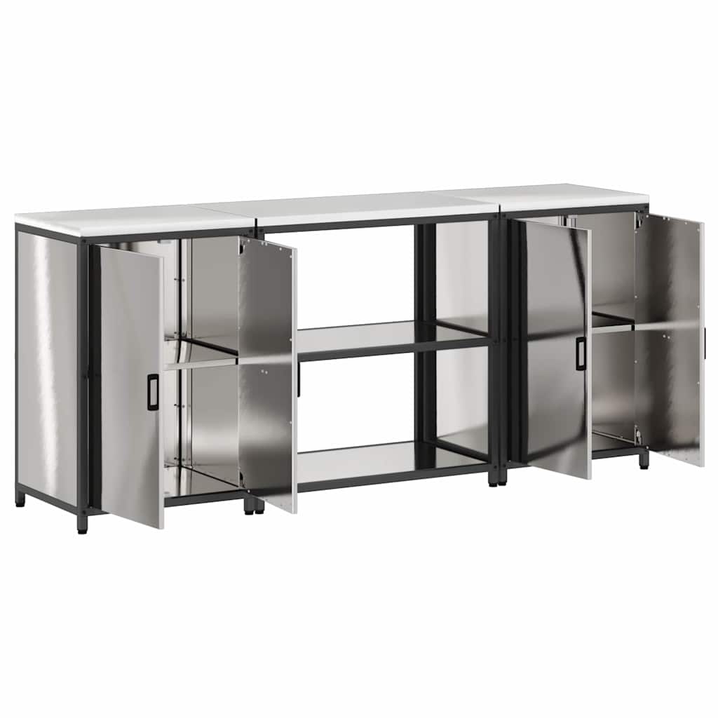 Kitchen Storage Set HATTEM 3 pcs Silver Stainless Steel