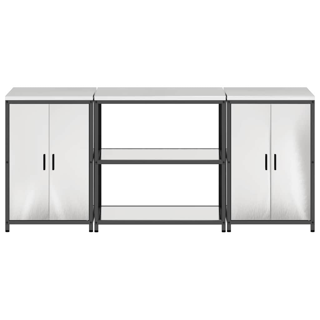 Kitchen Storage Set HATTEM 3 pcs Silver Stainless Steel