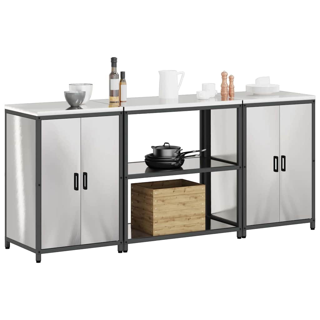 Kitchen Storage Set HATTEM 3 pcs Silver Stainless Steel