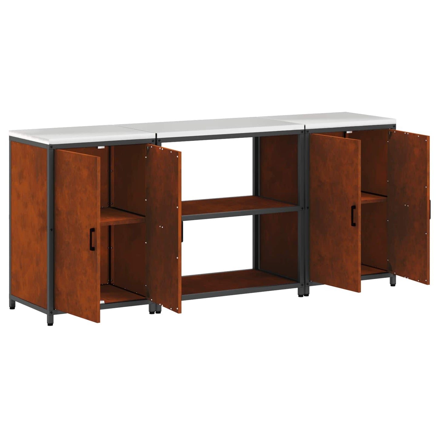Kitchen Storage Set HATTEM 3 pcs Rusty Steel