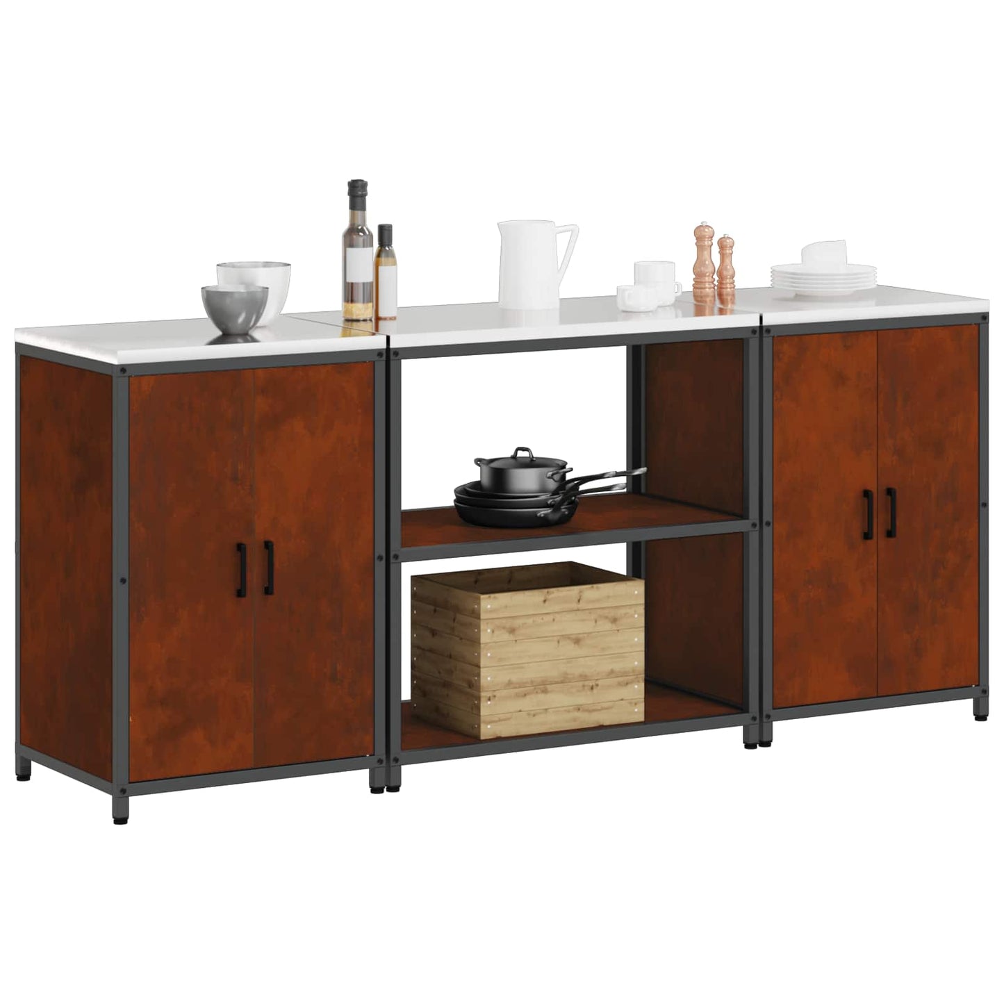 Kitchen Storage Set HATTEM 3 pcs Rusty Steel