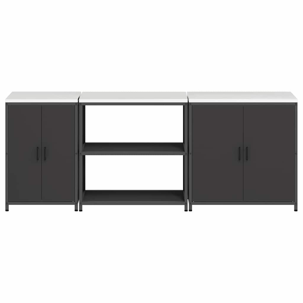 Kitchen Storage Set HATTEM 3 pcs Black Cold-rolled Steel