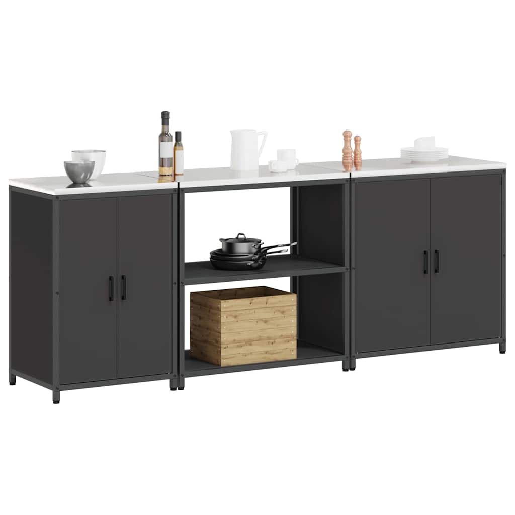 Kitchen Storage Set HATTEM 3 pcs Black Cold-rolled Steel