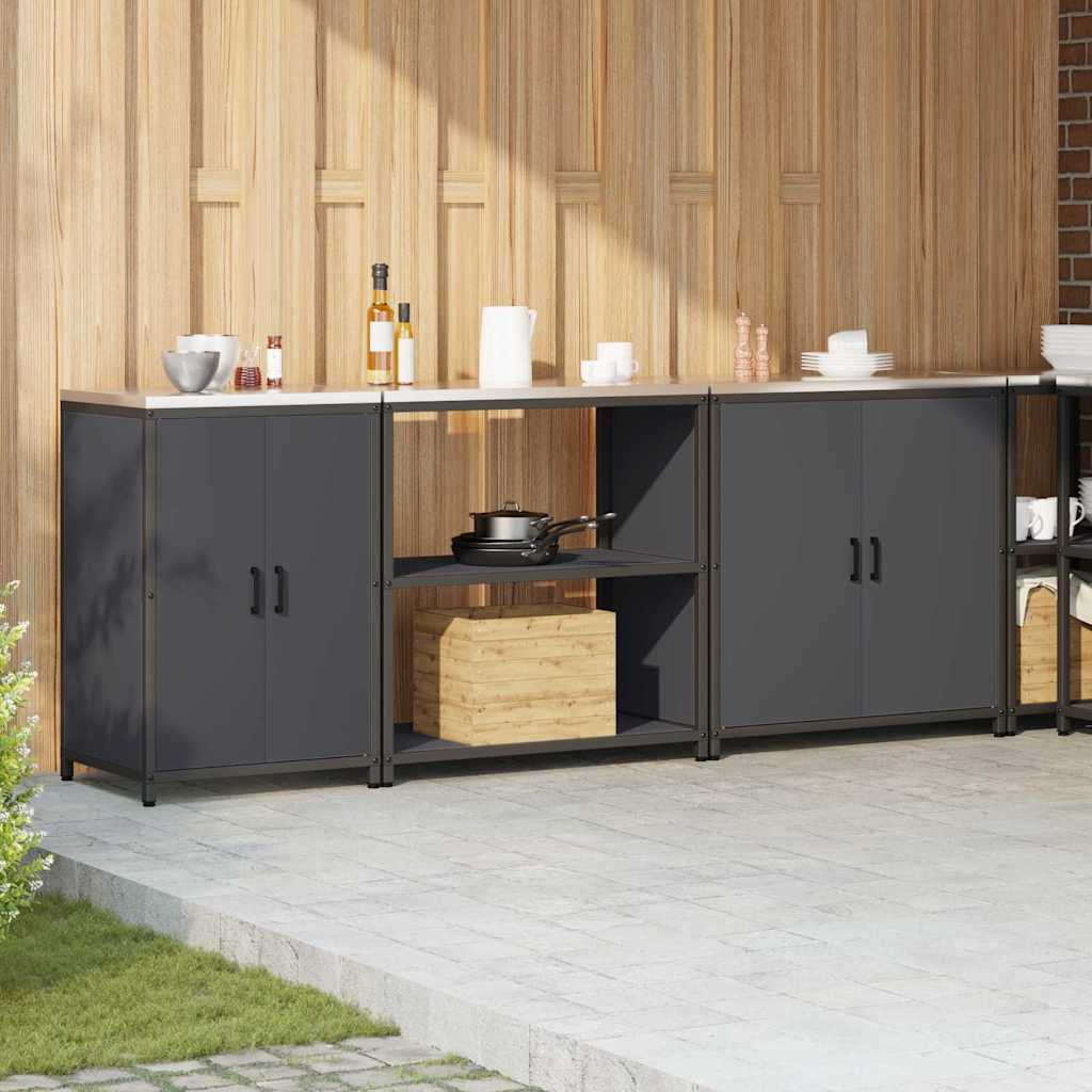 Kitchen Storage Set with Shelf Other 3 pcs Anthracite Steel