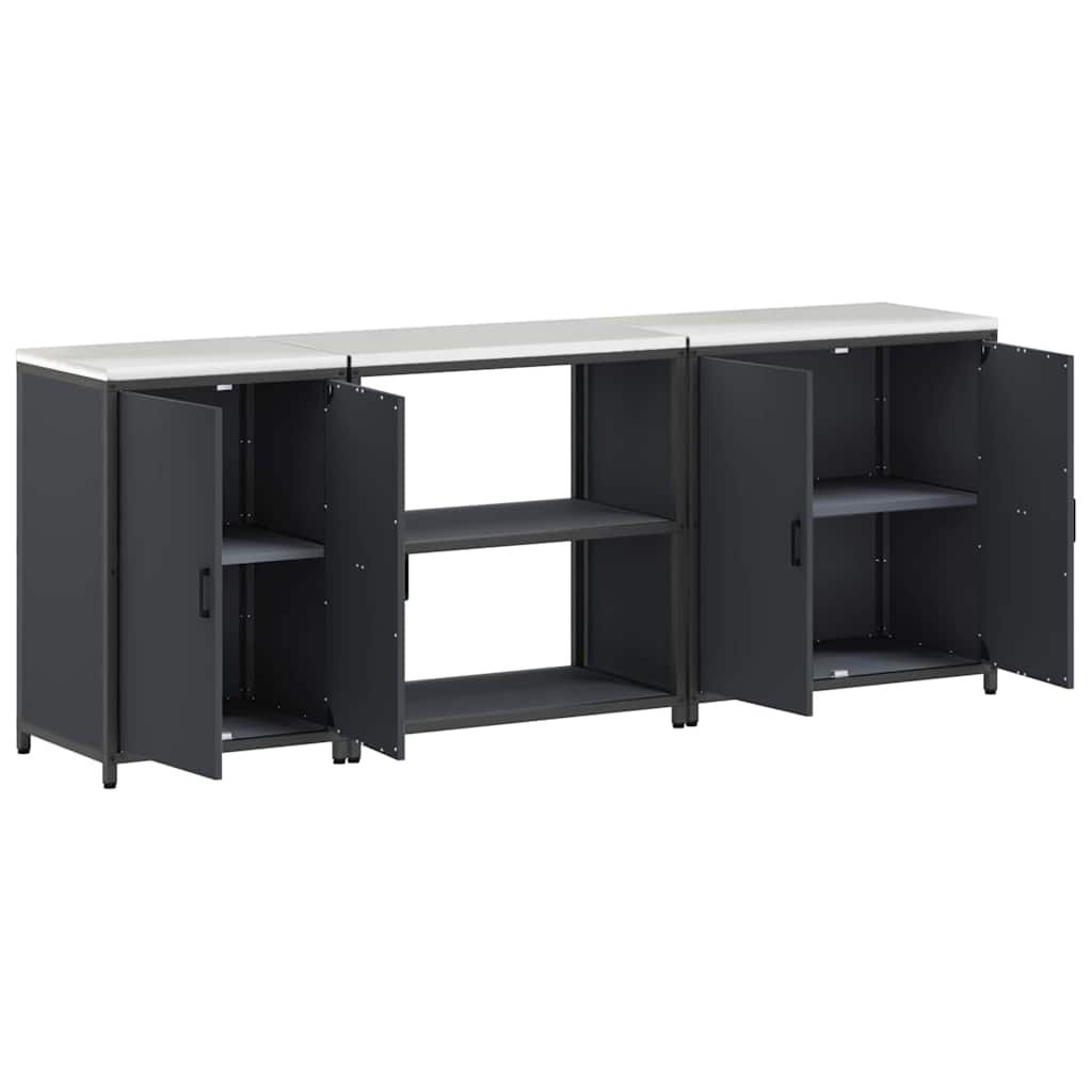 Kitchen Storage Set with Shelf Other 3 pcs Anthracite Steel
