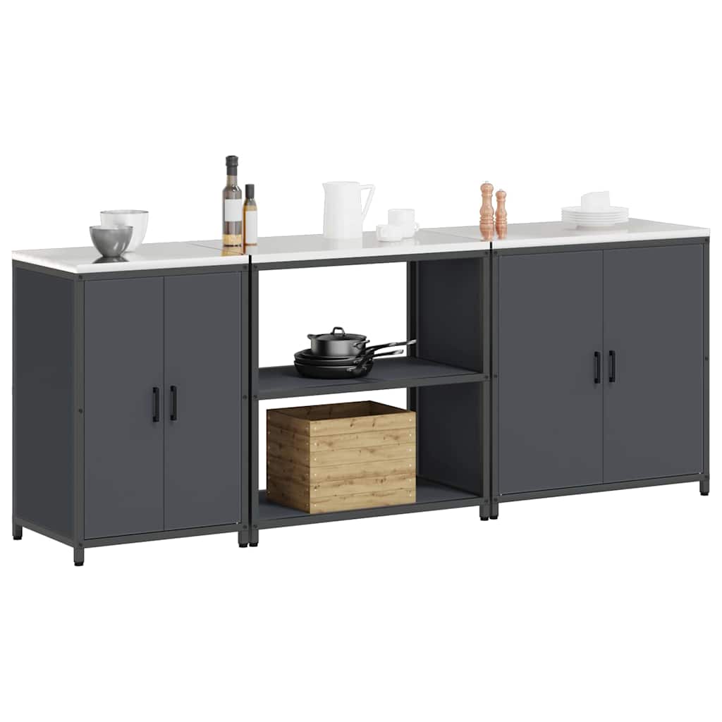 Kitchen Storage Set with Shelf Other 3 pcs Anthracite Steel