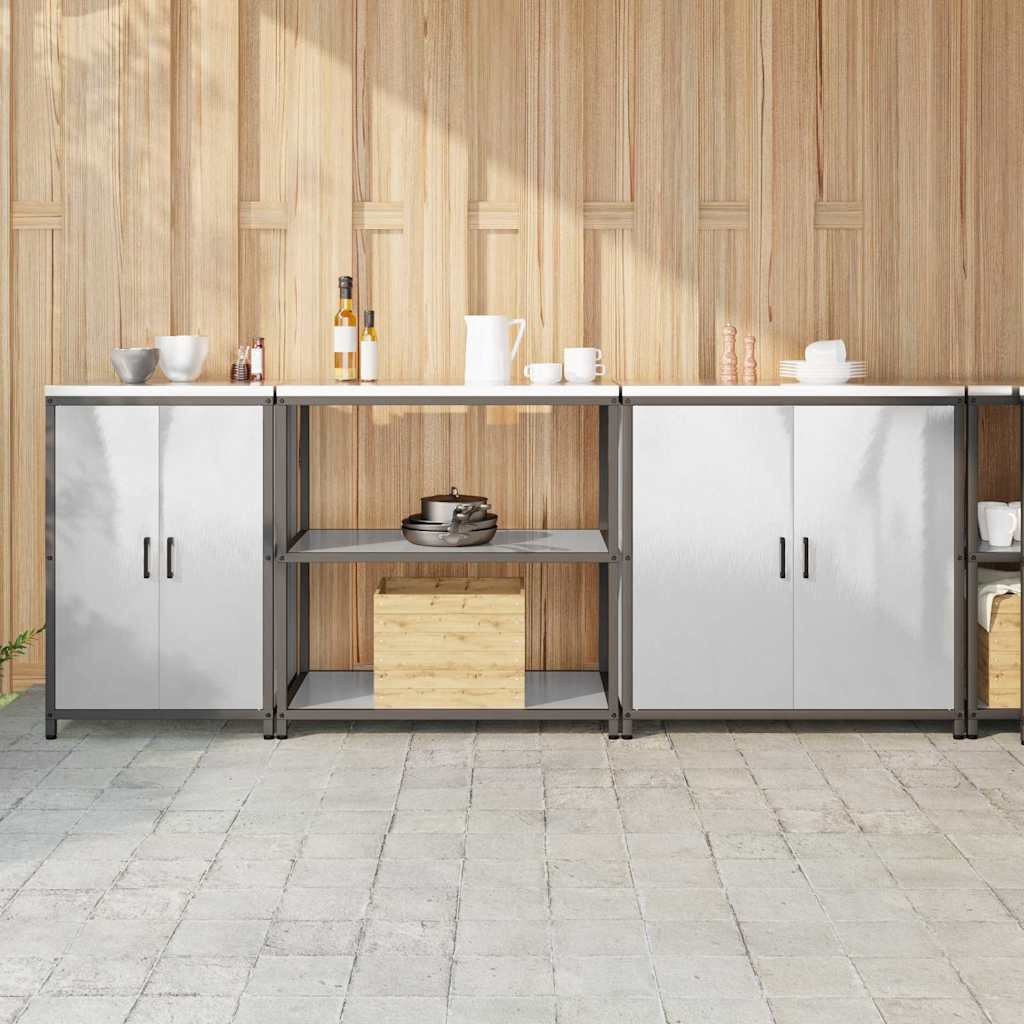 Kitchen Storage Set with Shelf 3 pcs Silver Stainless Steel