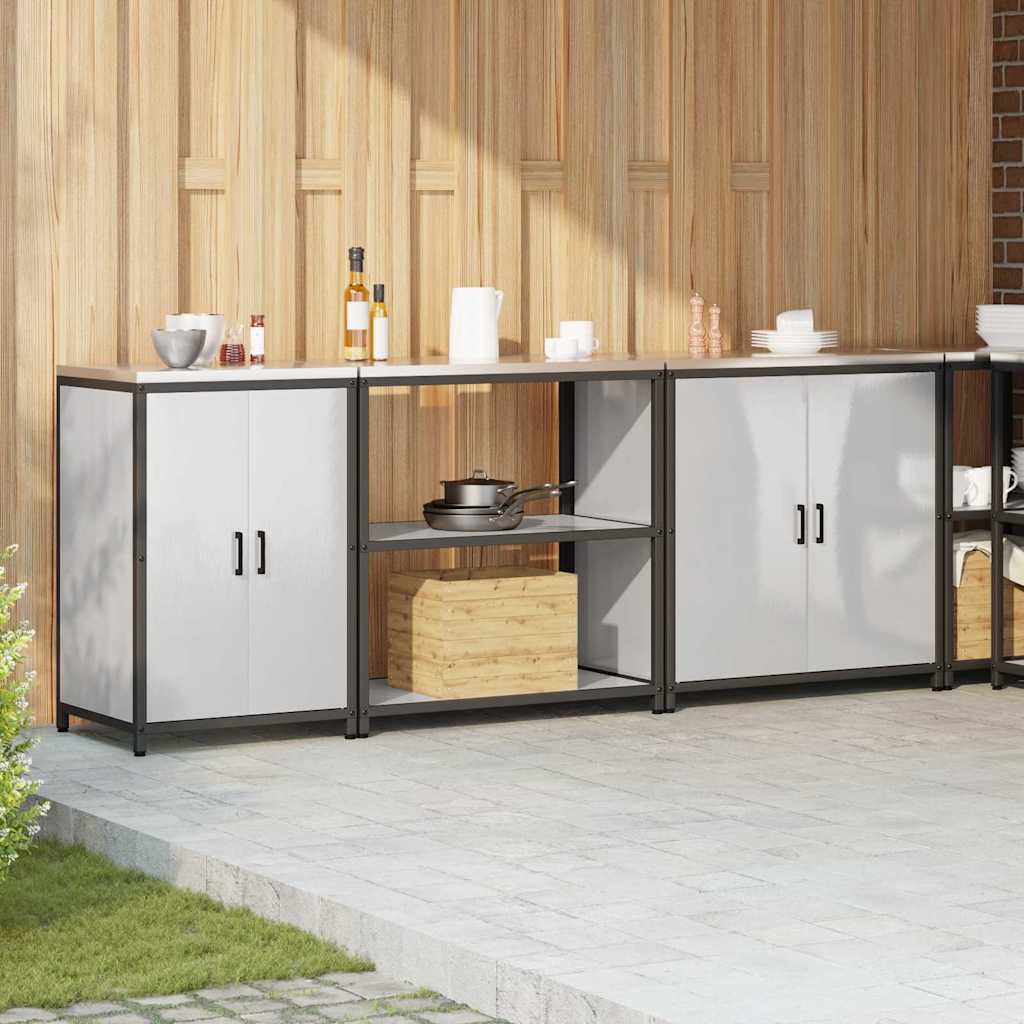 Kitchen Storage Set with Shelf 3 pcs Silver Stainless Steel