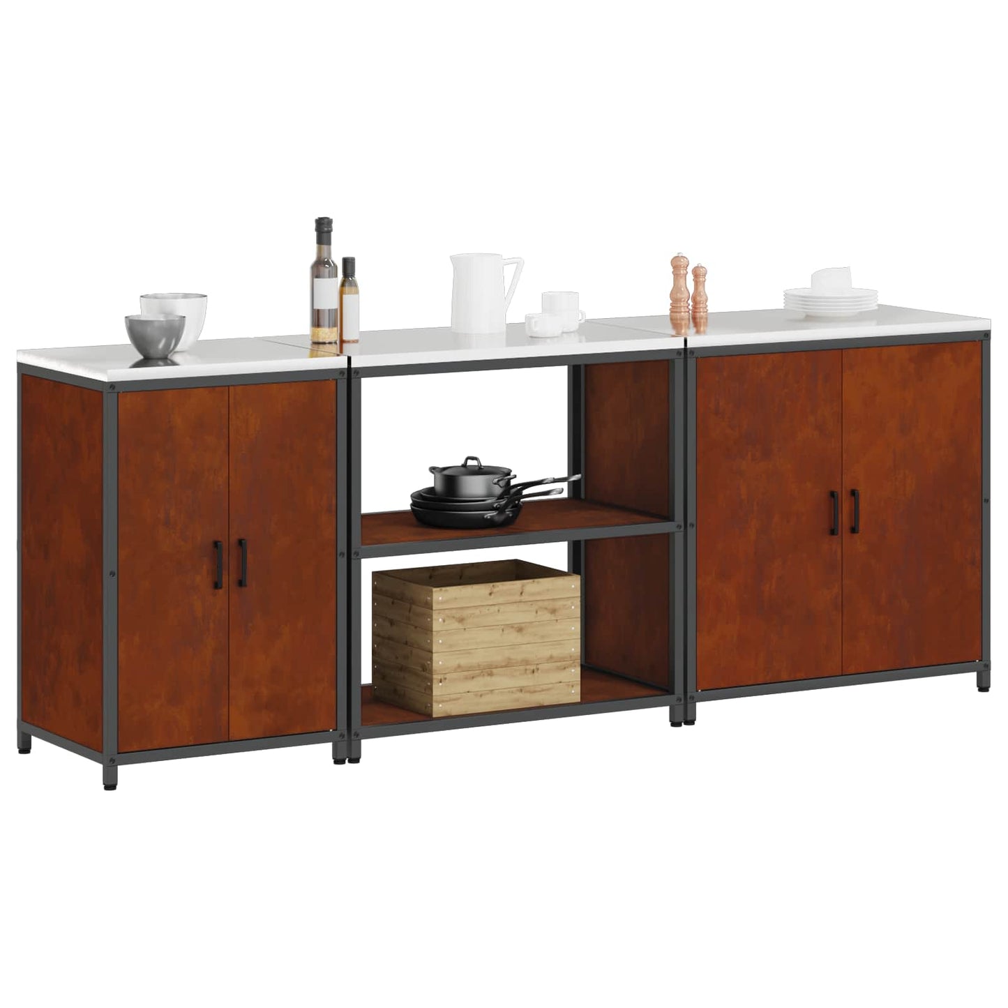 Kitchen Storage Set HATTEM 3 pcs Rusty Steel