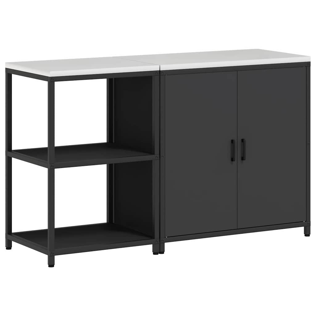 Kitchen Storage Set with Shelf 2 pcs Black Cold-rolled Steel
