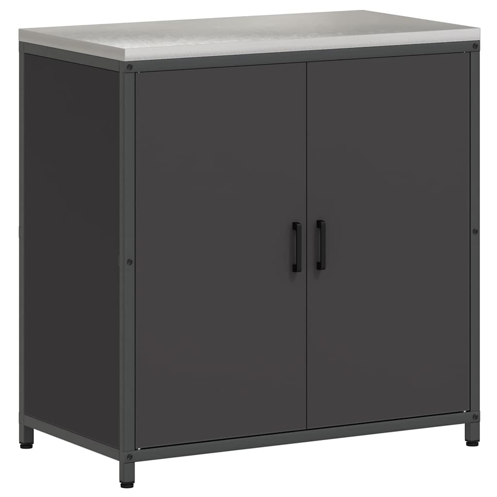 Kitchen Storage Set with Shelf 2 pcs Black Cold-rolled Steel
