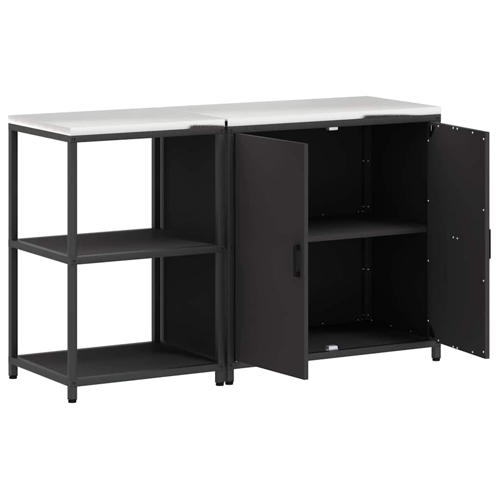 Kitchen Storage Set with Shelf 2 pcs Black Cold-rolled Steel