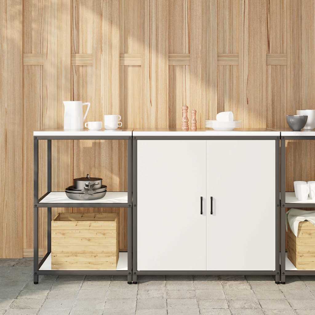 Kitchen Storage Set with Shelf 2 pcs White Cold-rolled Steel