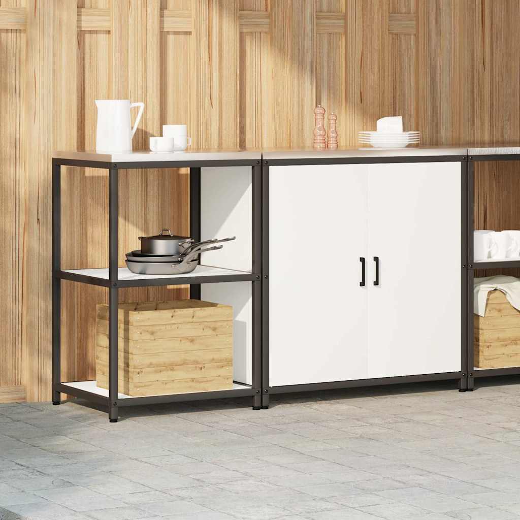 Kitchen Storage Set with Shelf 2 pcs White Cold-rolled Steel