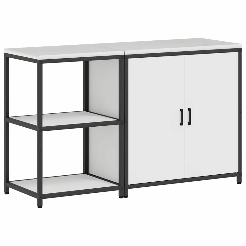 Kitchen Storage Set with Shelf 2 pcs White Cold-rolled Steel