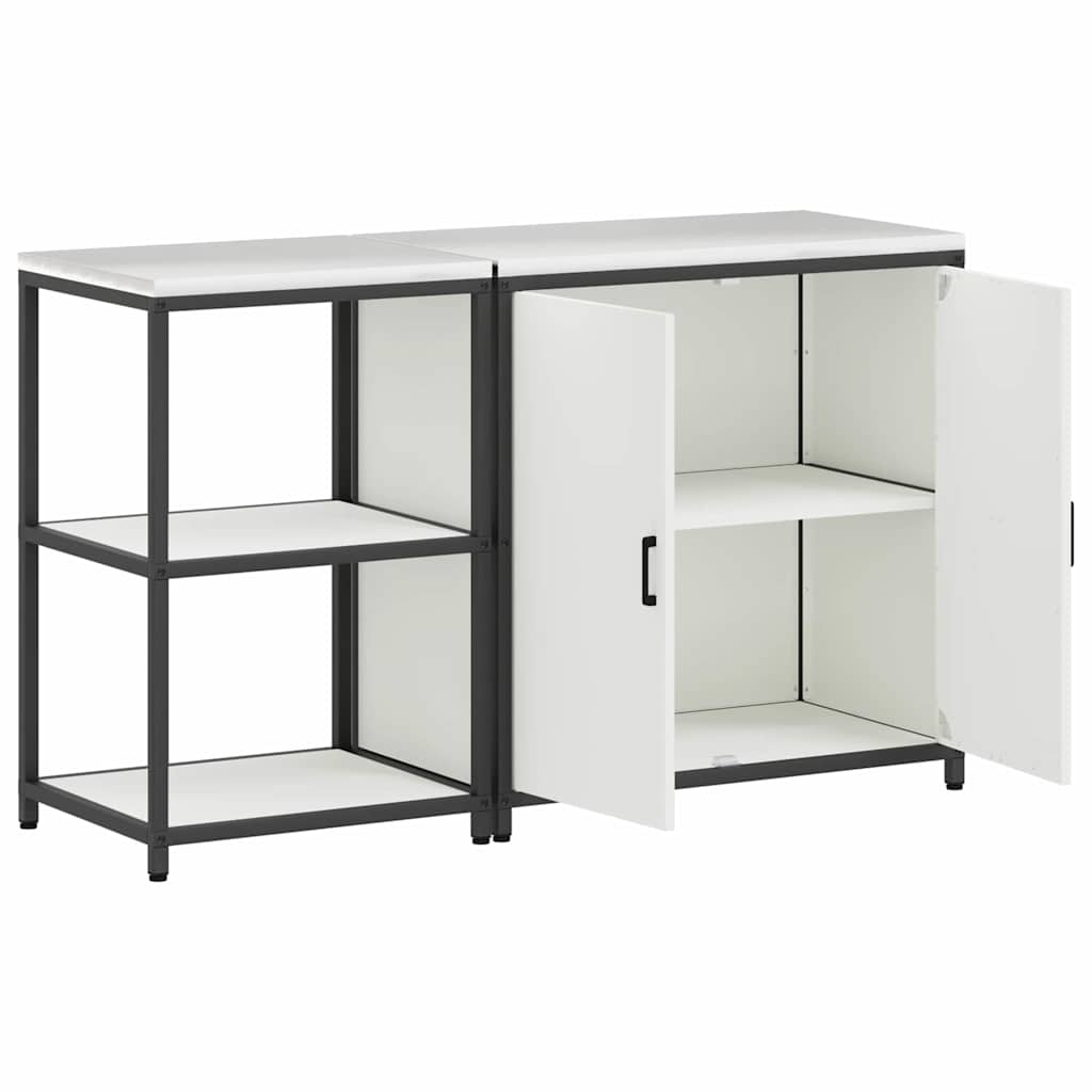Kitchen Storage Set with Shelf 2 pcs White Cold-rolled Steel