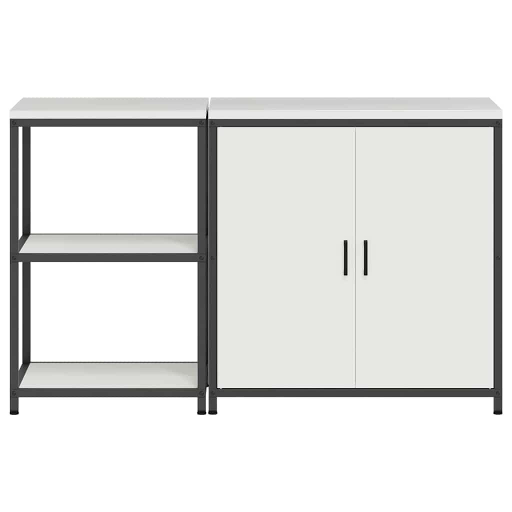 Kitchen Storage Set with Shelf 2 pcs White Cold-rolled Steel