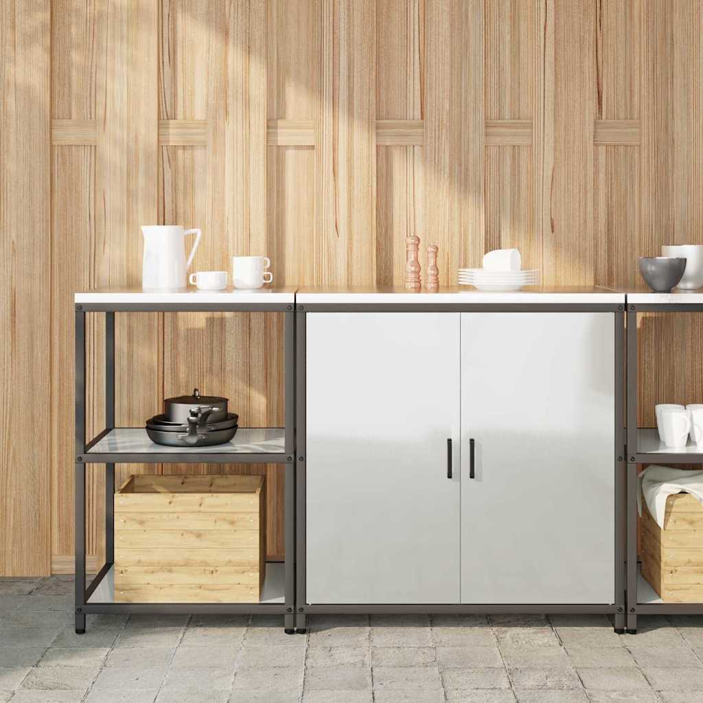 Kitchen Storage Set with Shelf 2 pcs Silver Galvanised Steel