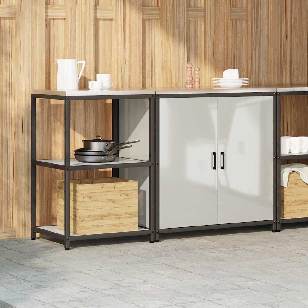 Kitchen Storage Set with Shelf 2 pcs Silver Galvanised Steel
