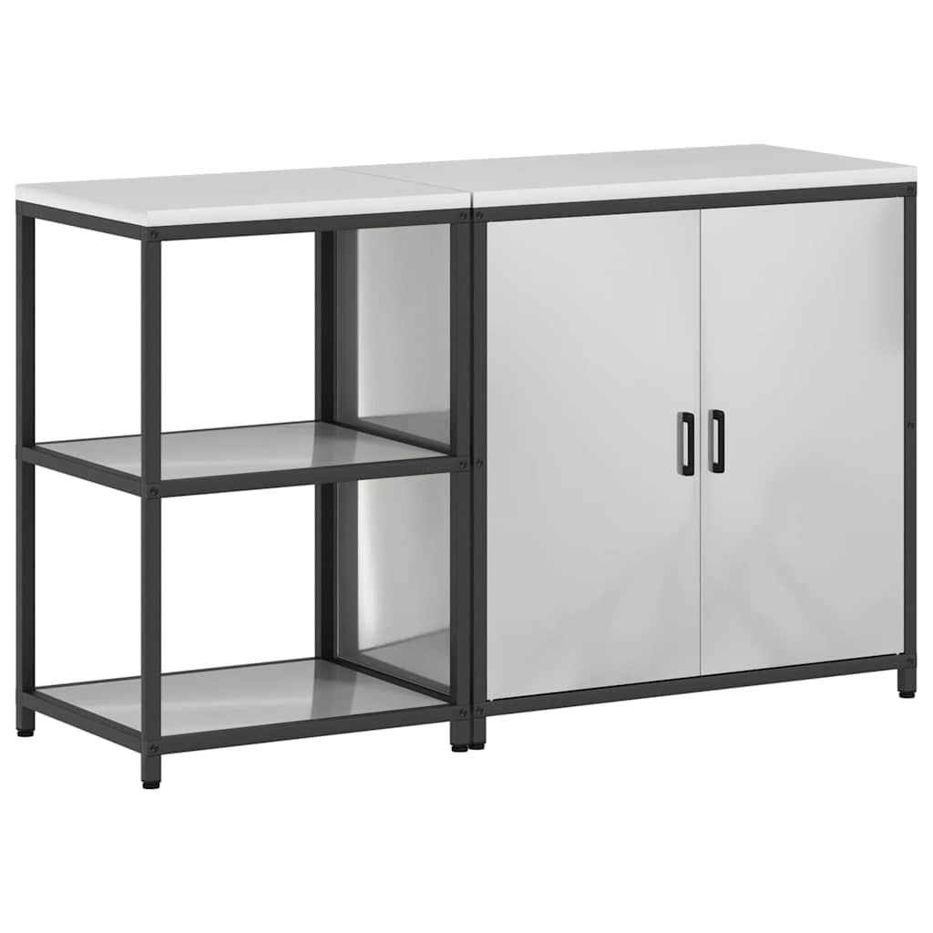 Kitchen Storage Set with Shelf 2 pcs Silver Galvanised Steel
