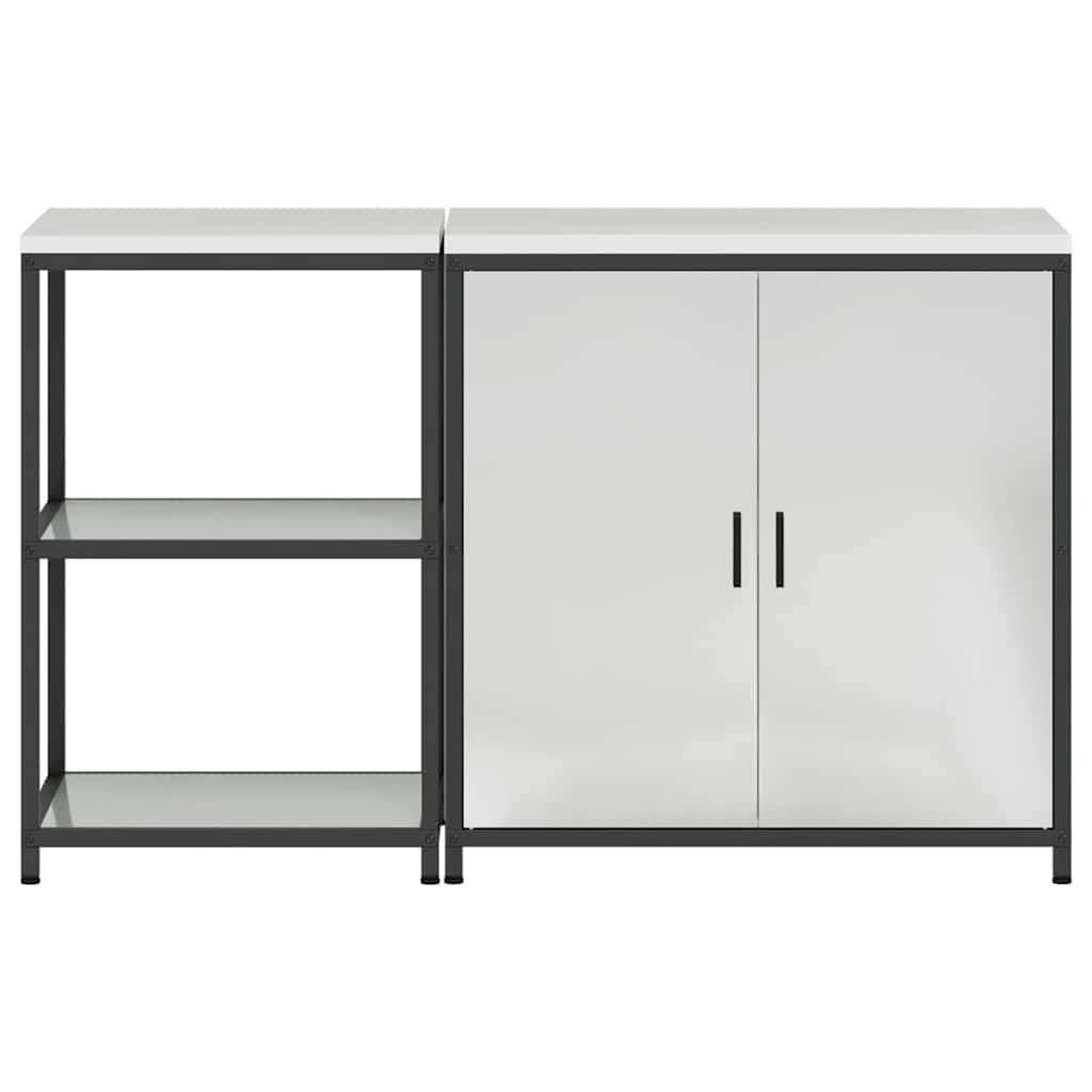 Kitchen Storage Set with Shelf 2 pcs Silver Galvanised Steel