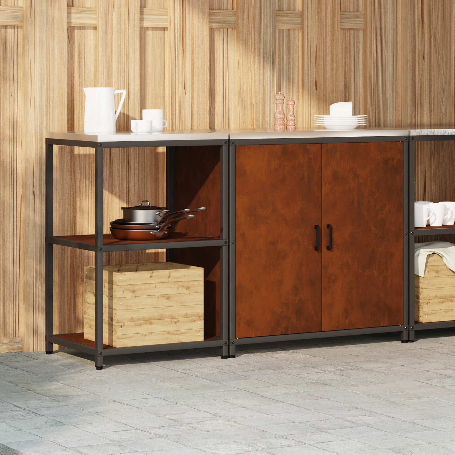 Kitchen Storage Set HATTEM 2 pcs Rusty Steel