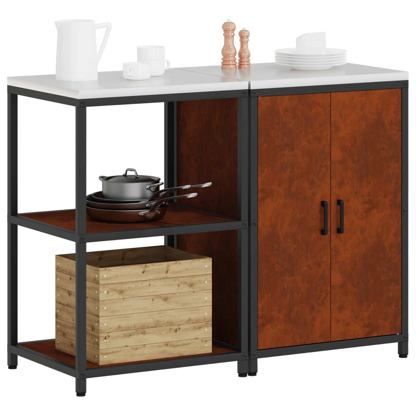 Kitchen Storage Set HATTEM 2 pcs Rusty Steel