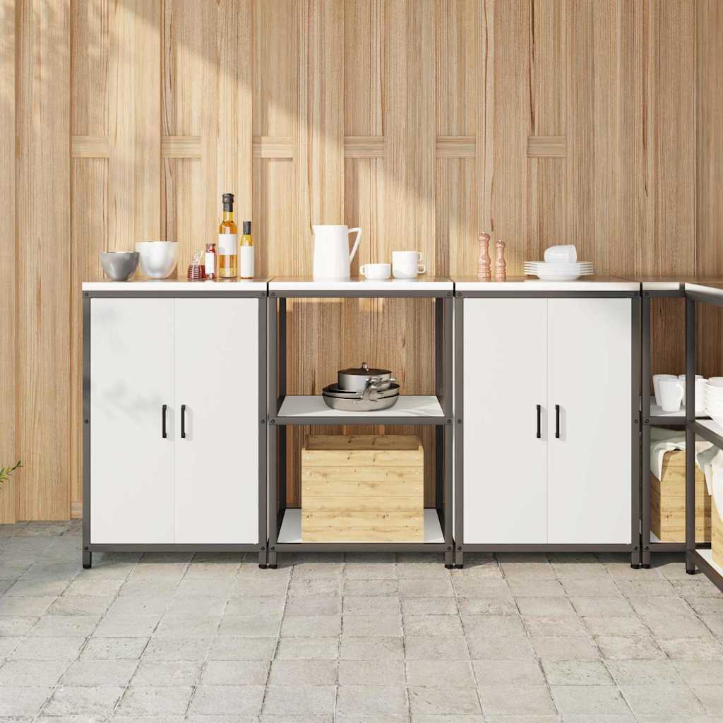 Kitchen Storage Set with Shelf 3 pcs White Cold-rolled Steel