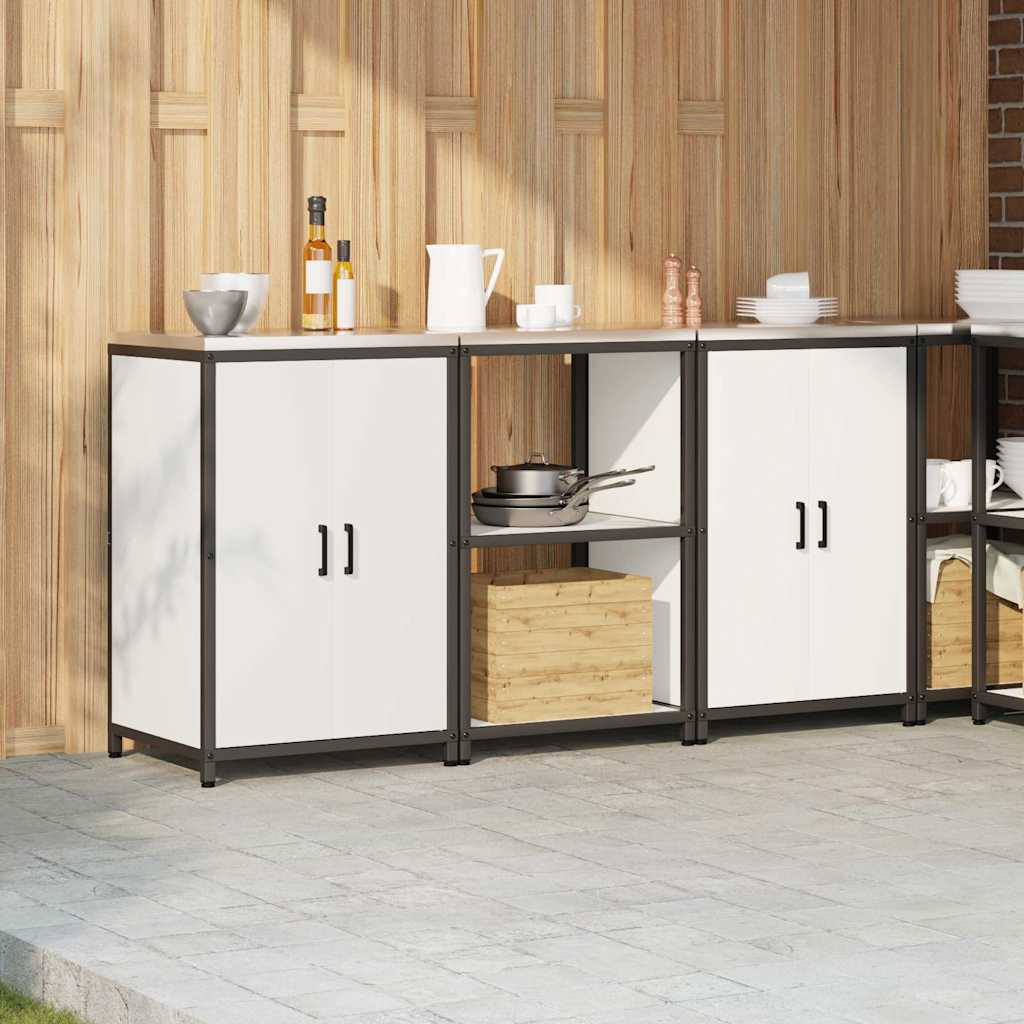 Kitchen Storage Set with Shelf 3 pcs White Cold-rolled Steel