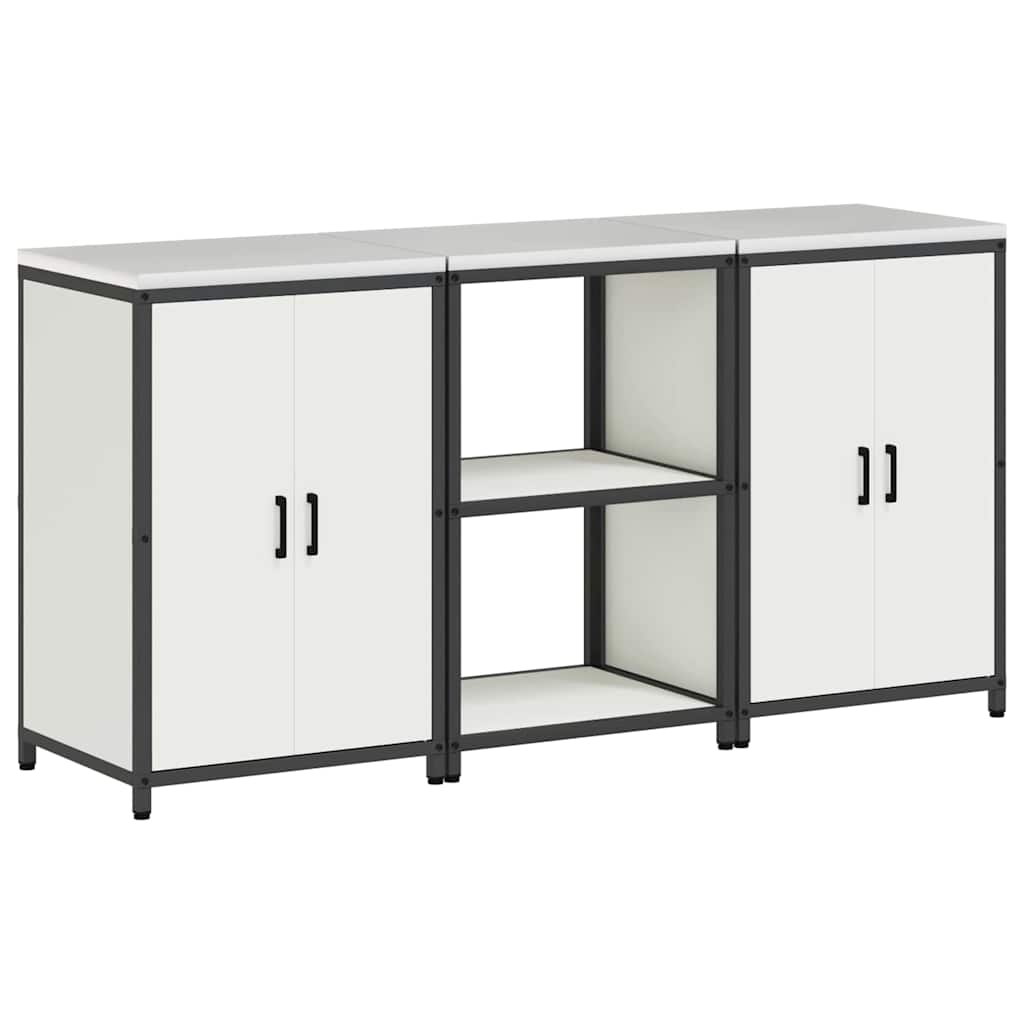 Kitchen Storage Set with Shelf 3 pcs White Cold-rolled Steel