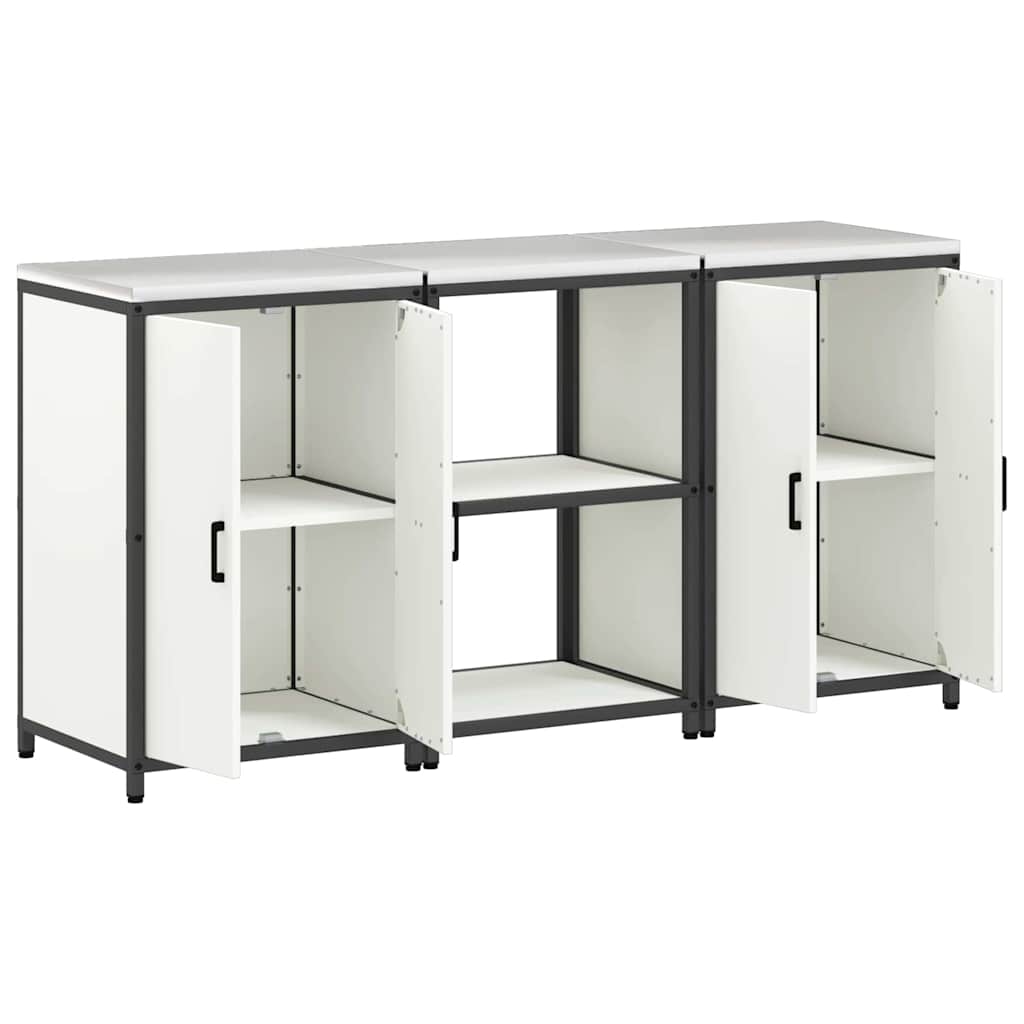 Kitchen Storage Set with Shelf 3 pcs White Cold-rolled Steel