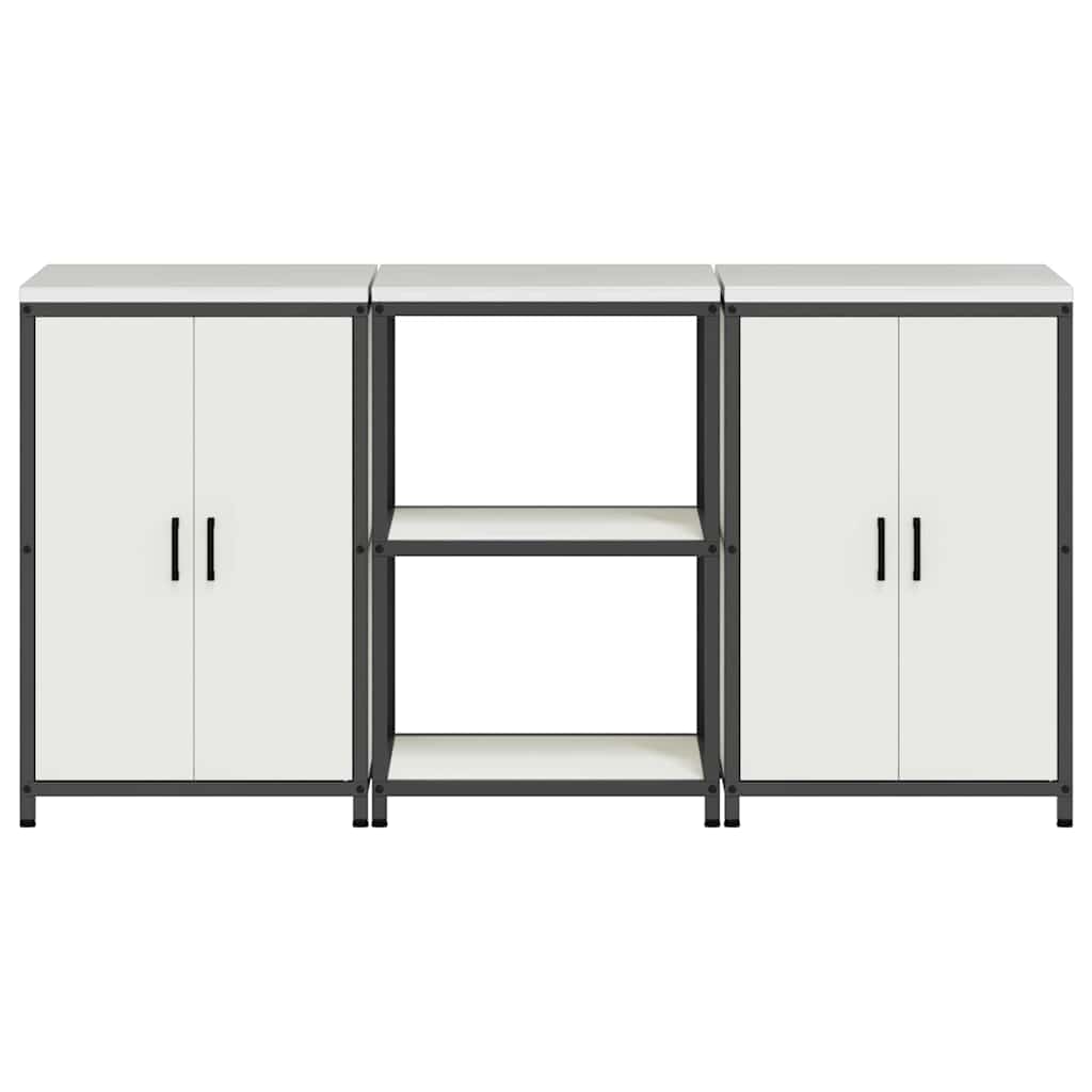 Kitchen Storage Set with Shelf 3 pcs White Cold-rolled Steel