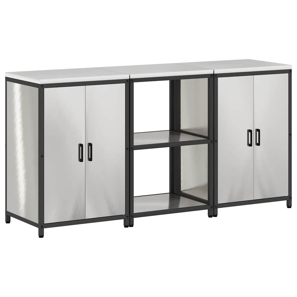 Kitchen Storage Set HATTEM 3 pcs Silver Stainless Steel