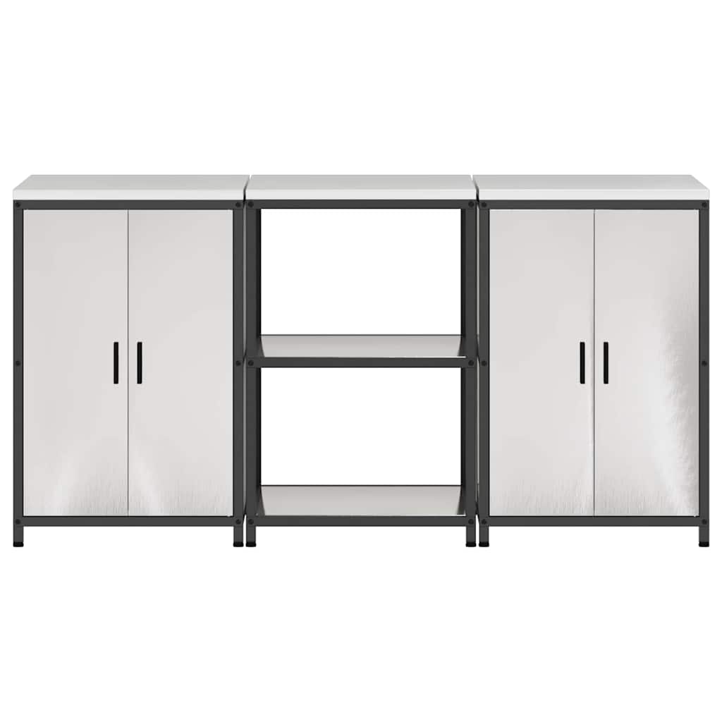 Kitchen Storage Set HATTEM 3 pcs Silver Stainless Steel