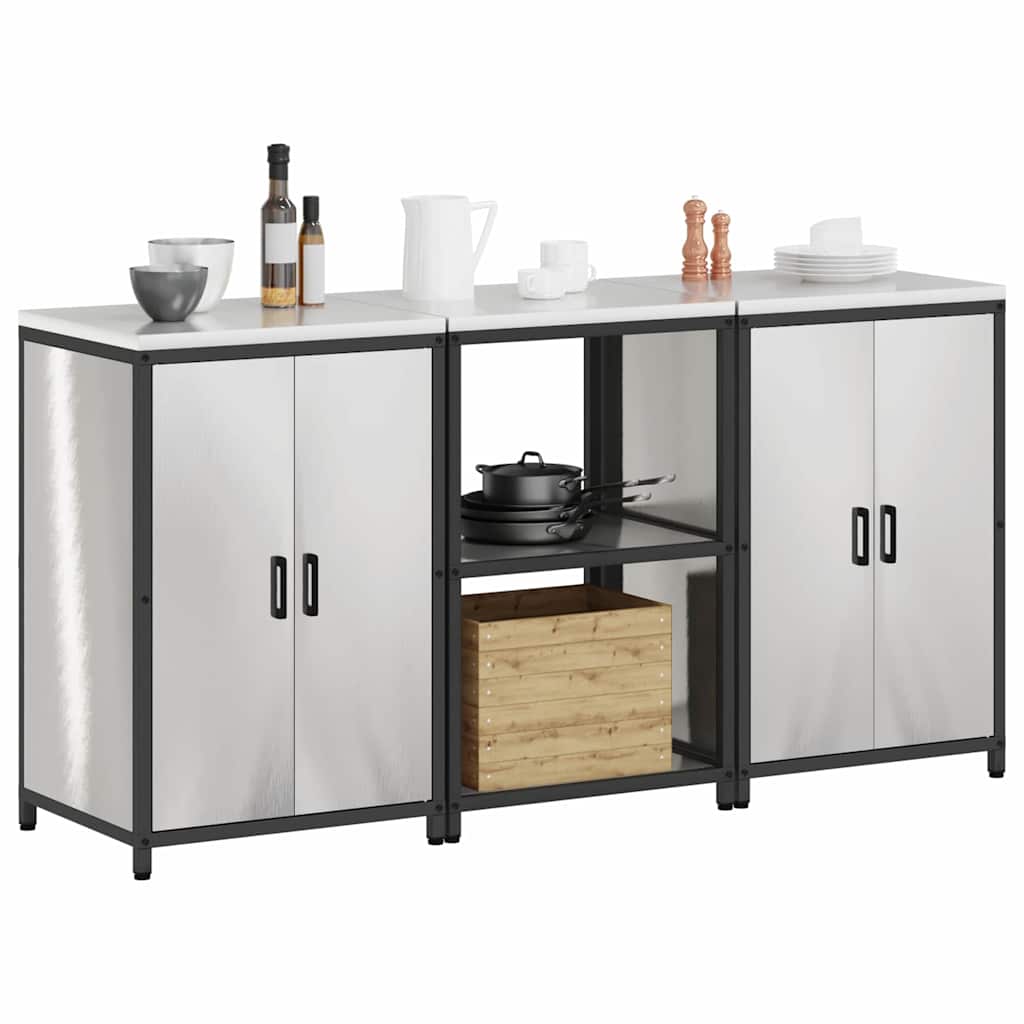 Kitchen Storage Set HATTEM 3 pcs Silver Stainless Steel