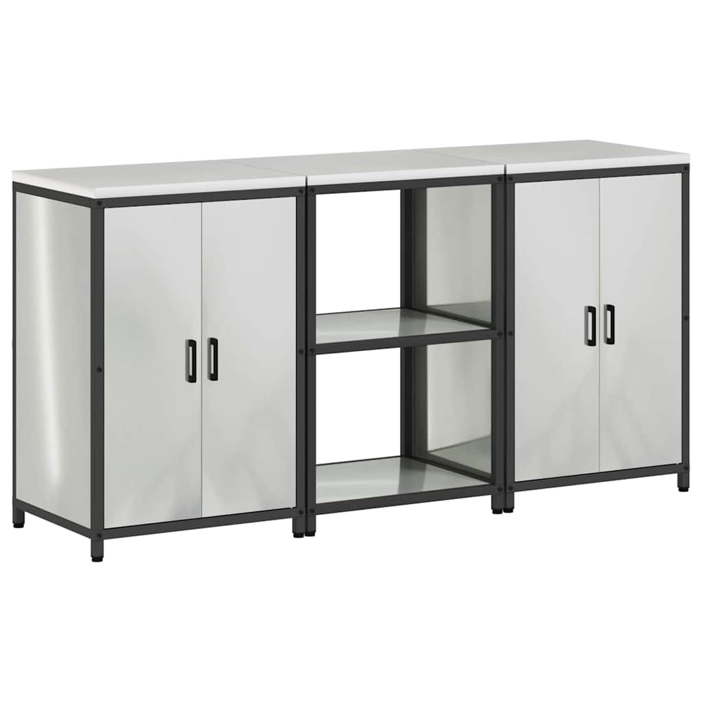 Kitchen Storage Set HATTEM 3 pcs Silver Galvanised Steel