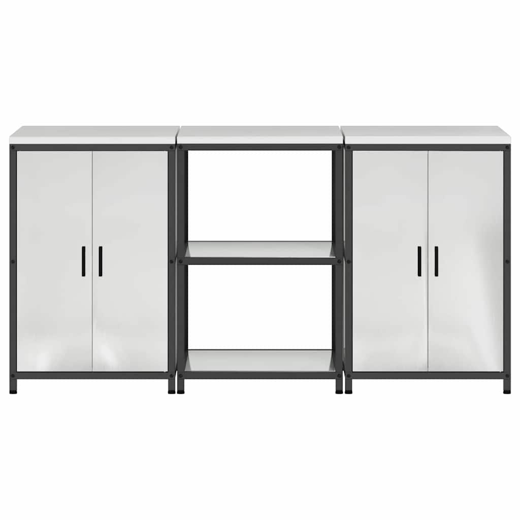 Kitchen Storage Set HATTEM 3 pcs Silver Galvanised Steel