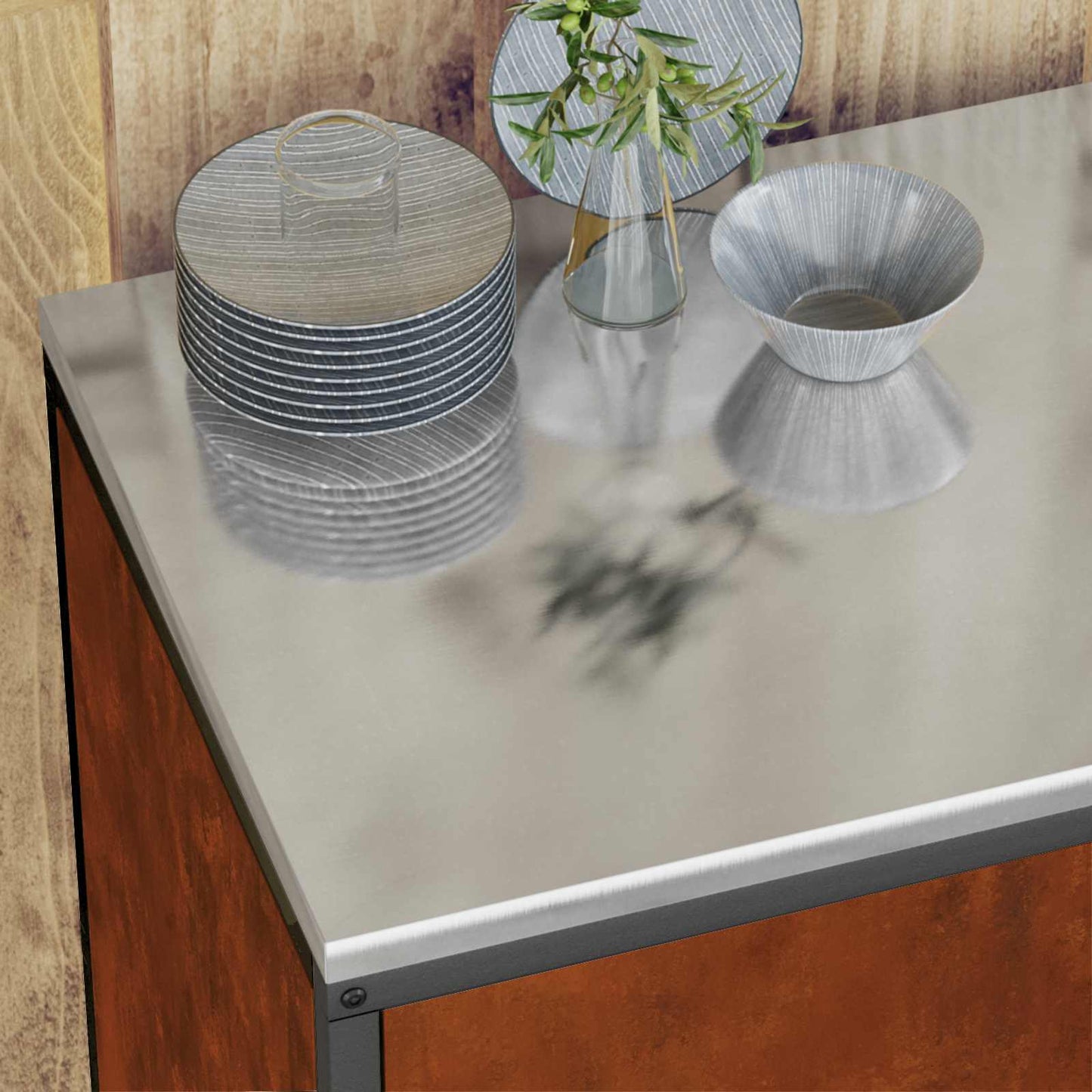 Kitchen Storage Set HATTEM 3 pcs Rusty Steel