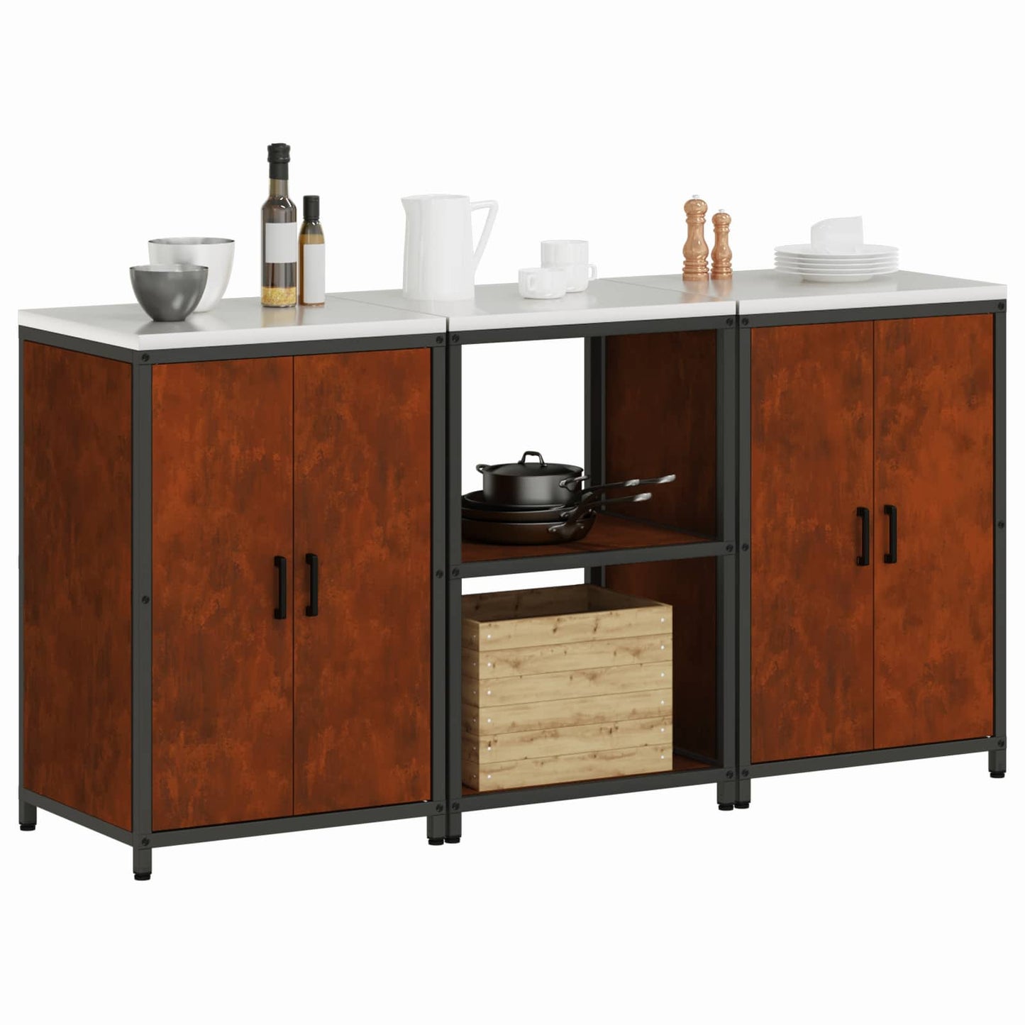 Kitchen Storage Set HATTEM 3 pcs Rusty Steel