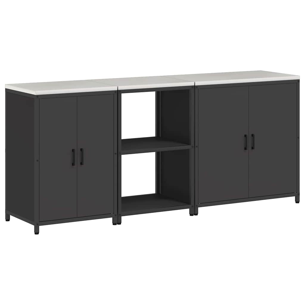 Kitchen Storage Set HATTEM 3 pcs Black Cold-rolled Steel