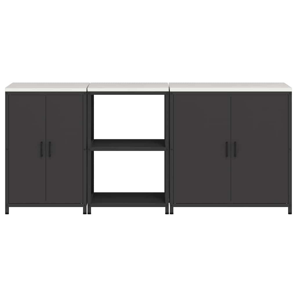Kitchen Storage Set HATTEM 3 pcs Black Cold-rolled Steel