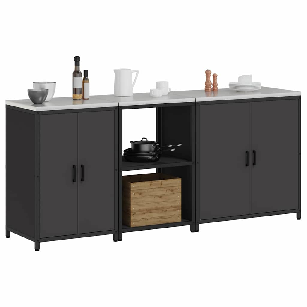 Kitchen Storage Set HATTEM 3 pcs Black Cold-rolled Steel