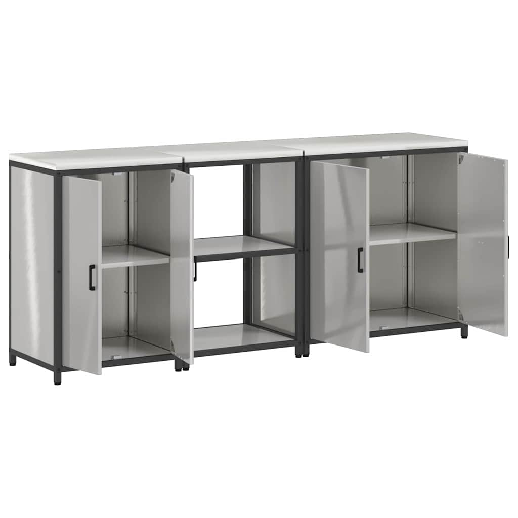 Kitchen Storage Set HATTEM 3 pcs Silver Stainless Steel