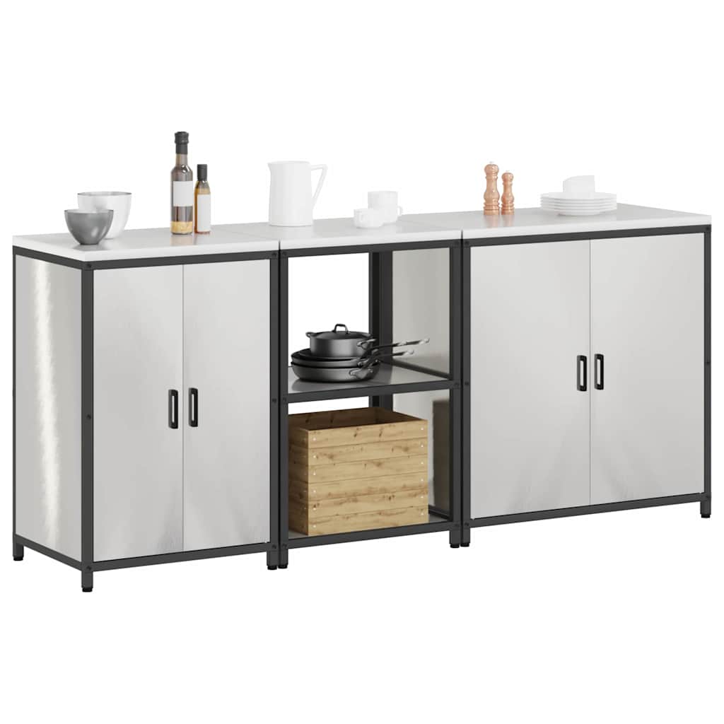 Kitchen Storage Set HATTEM 3 pcs Silver Stainless Steel