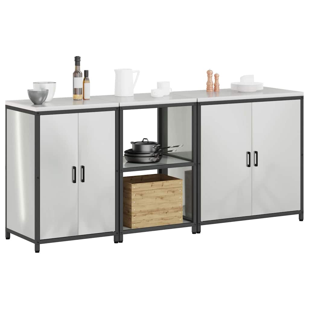 Kitchen Storage Set HATTEM 3 pcs Silver Galvanised Steel