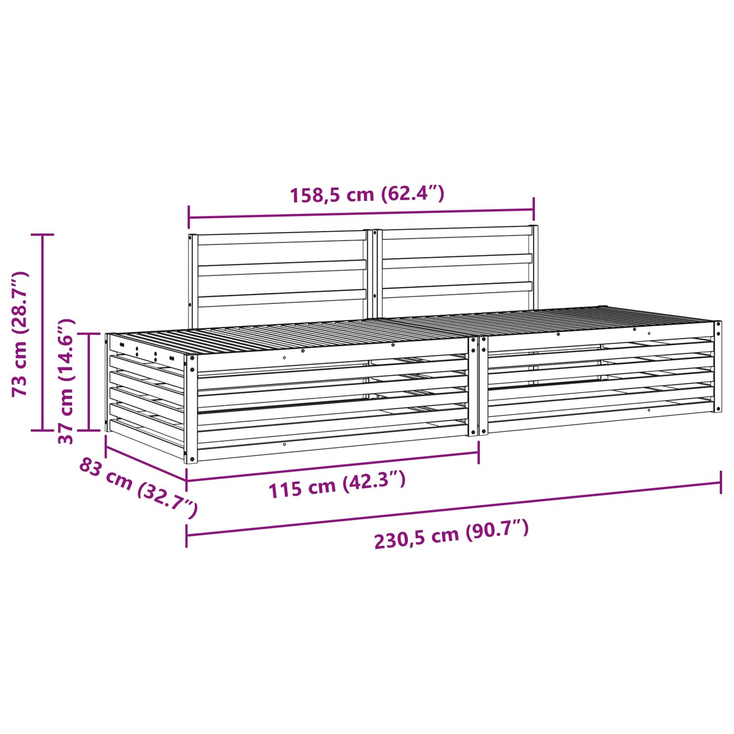 2 pcs Outdoor Sofa Set White