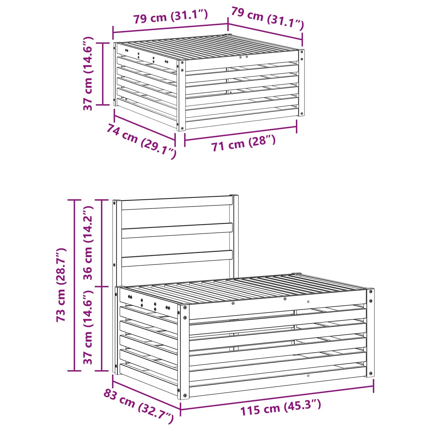 4 pcs Outdoor Sofa Set White