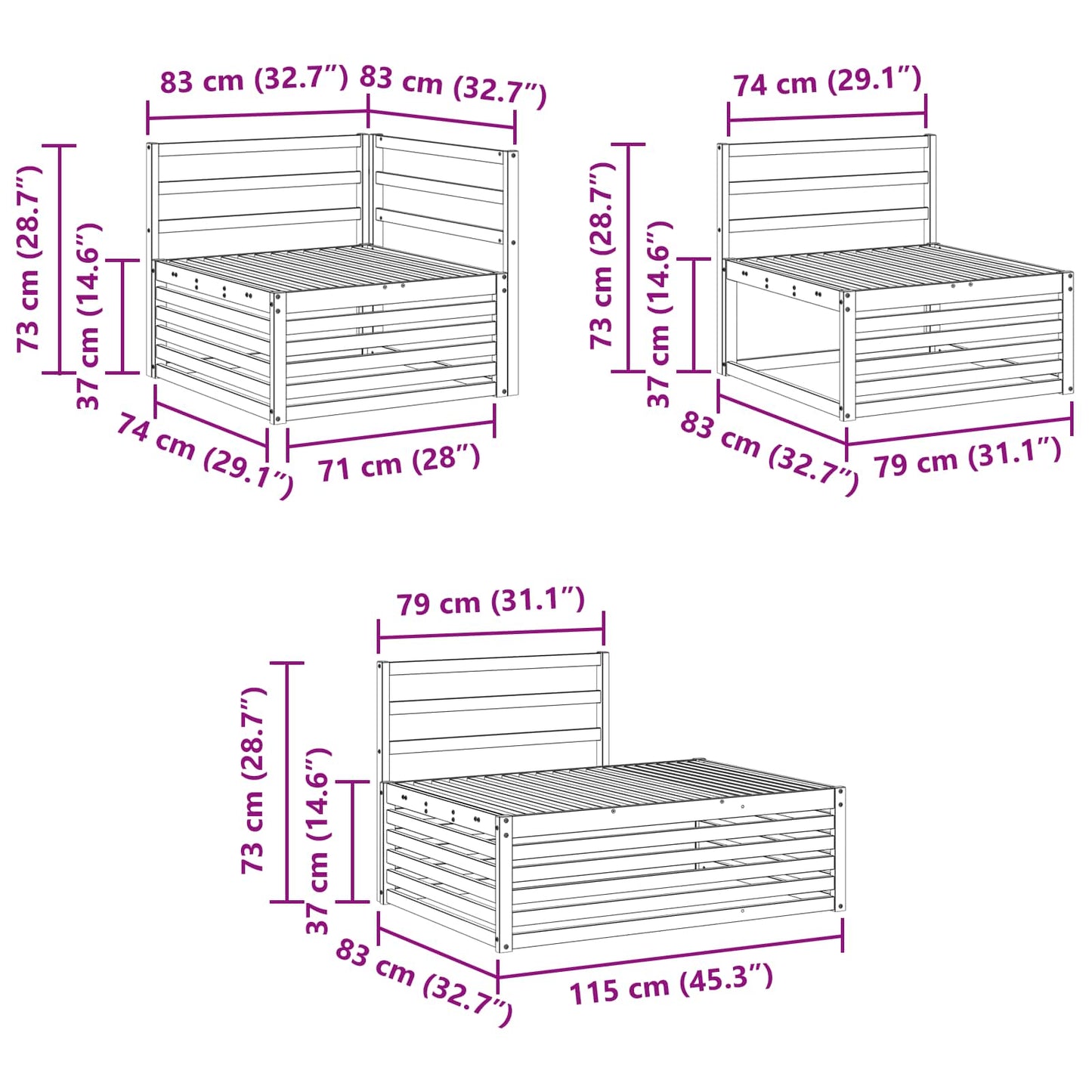 Sofa Sets 5 Piece 277.5 x 198.5 x 73 cm
