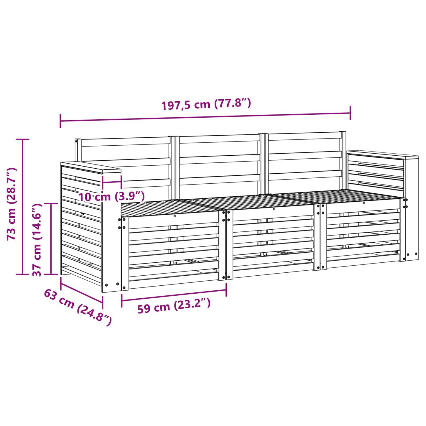 Sofa Sets Solid Acacia Wood
